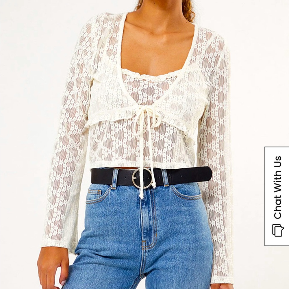 NWOT Kendall & Kylie Lace Trim Cami & Cardigan Two-Piece Set